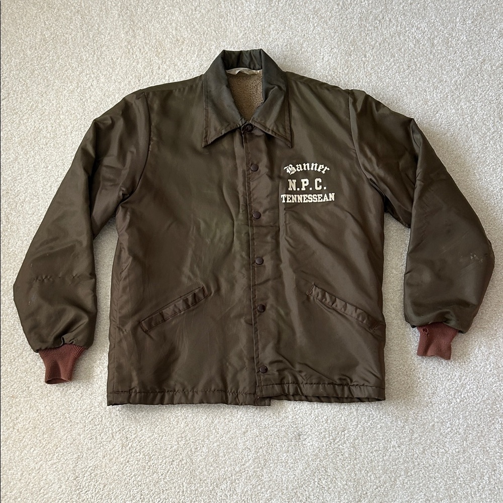 Vintage Coach Snap Front Jacket Men’s Large Banner Tennessean NPC